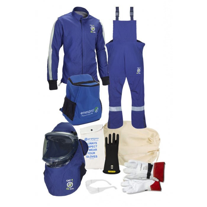 Enespro AGP 40 Cal Arc Flash Kit with Lift Front Hoods - NFPA 70E Compliant Electrical Safety Gear for Utility Workers & Electricians | Arc Flash Protection for Industrial & Construction Sites