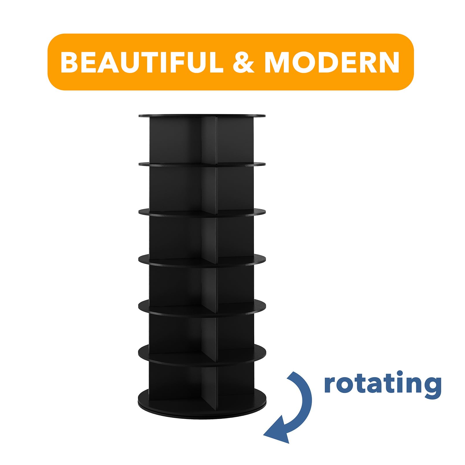SpaceAid Black 6-Tier Spinning Shoe Rack Organizer - 360° Rotating Shoe Storage Tower with Lazy Susan Design for Closet, Entryway & Bedroom Organization | Perfect for Sneakers, Heels & Handbags Display