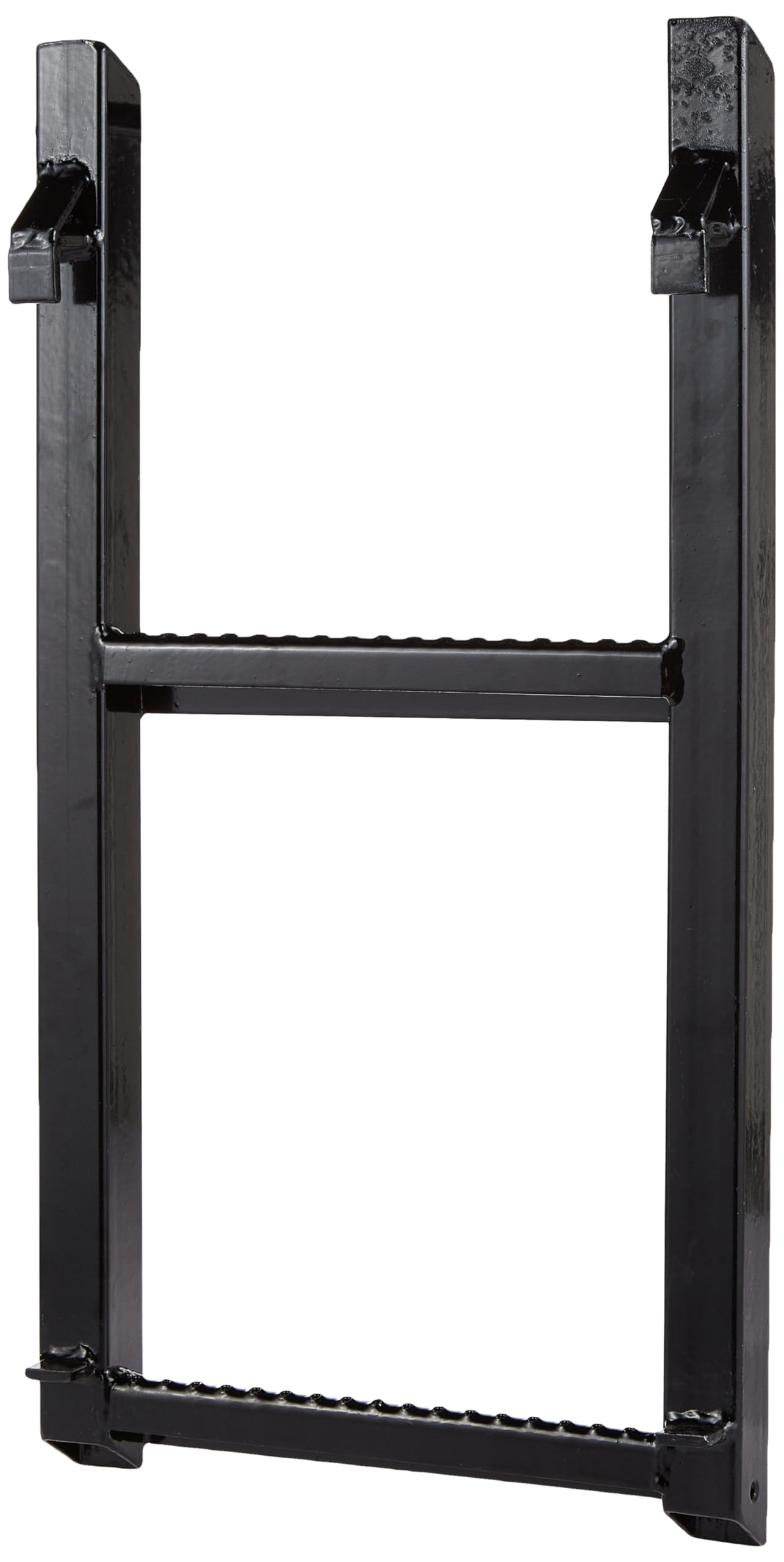 RS2 2-Rung Retractable Truck Step - 17.38 x 30.25 Inch Black Powdercoat with Non-Slip Treads & L-Shaped Bracket - 14 Inch Bolt Center - Heavy Duty Truck & Trailer Accessories for Easy Cab Access & Maintenance