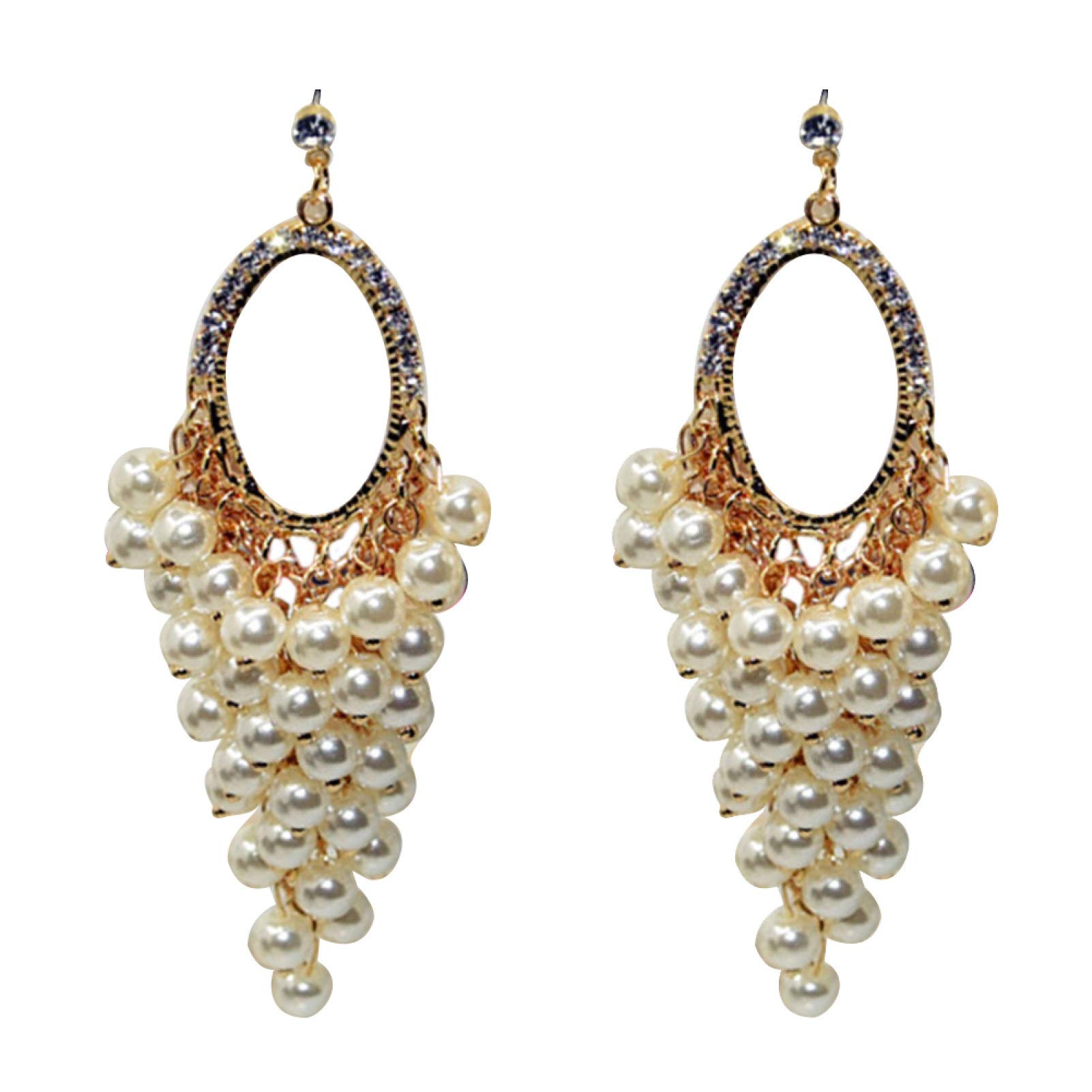 Heaven2017 Elegant Faux Pearl Tassel Earrings for Women - Wedding, Party & Date Night Statement Jewelry Accessories