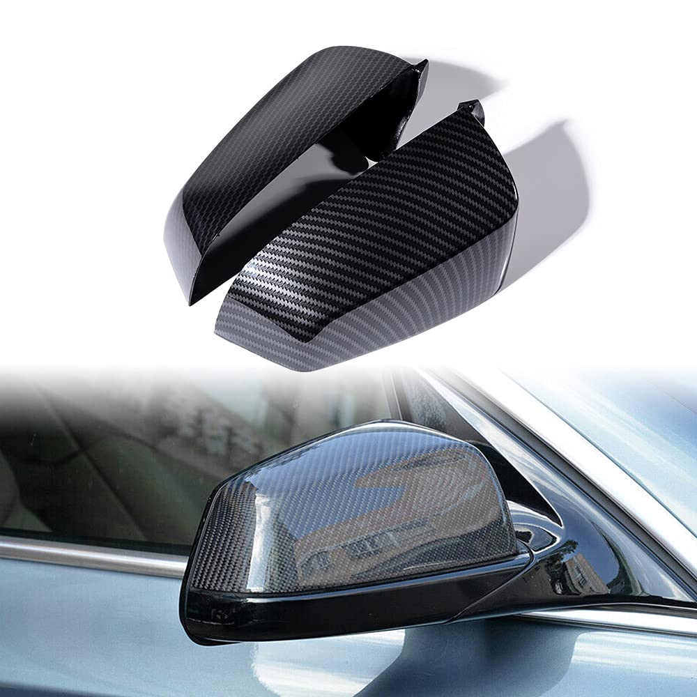 2X Carbon Fiber Glossy Black ABS Grille & Mirror Covers Compatible with 2008-2010 BMW 5 Series E60 E61 Facelift - Upgrade Your Car's Exterior Style