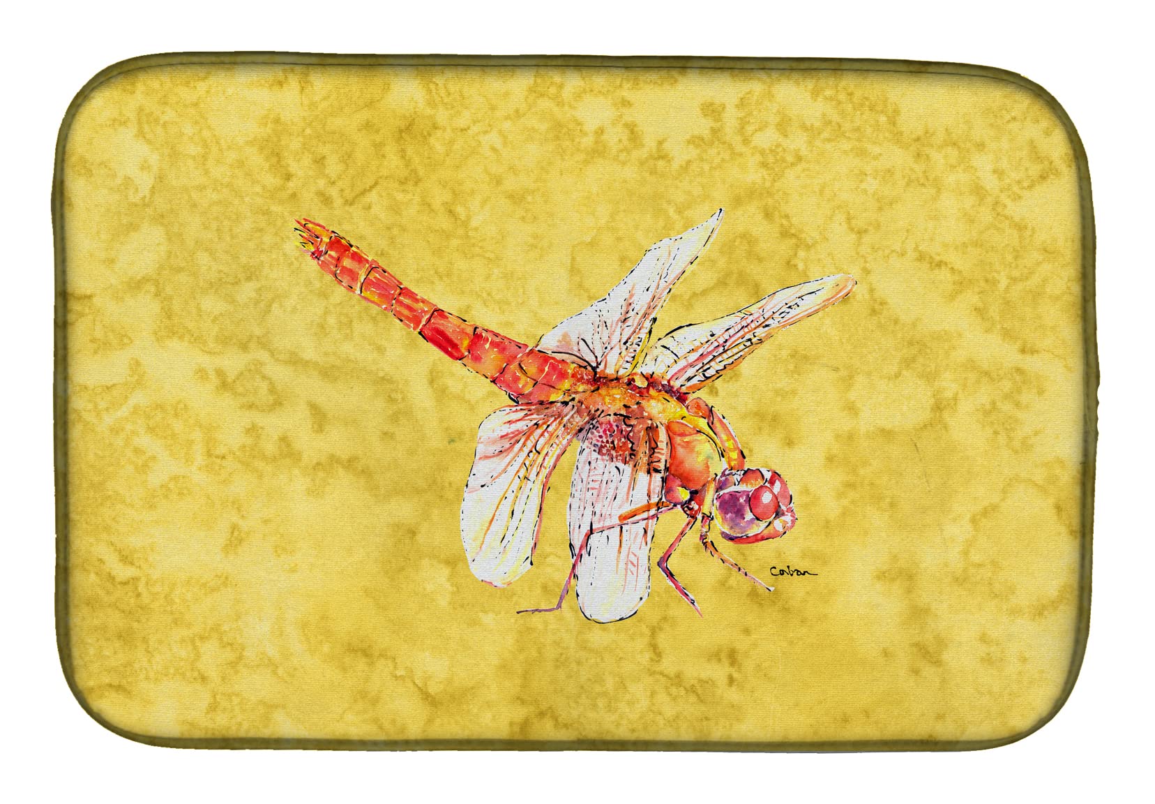Caroline's Treasures 8866DDM Absorbent Dragonfly Design Dish Drying Mat - 14 x 21 Inch Multicolor Kitchen Countertop Pad | Perfect for Drying Dishes, Protecting Countertops & Adding Decorative Touch to Your Kitchen