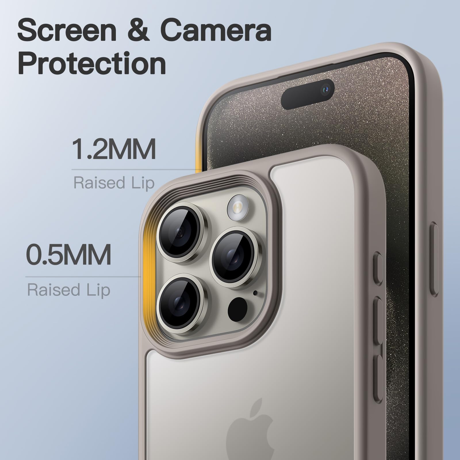 JETech Matte Shockproof Case for iPhone 15 Pro Max 6.7-Inch - Military Grade Drop Protection, Frosted Translucent Back Cover, Anti-Fingerprint (Natural Titanium) - Perfect for Outdoor Activities, Travel & Daily Protection