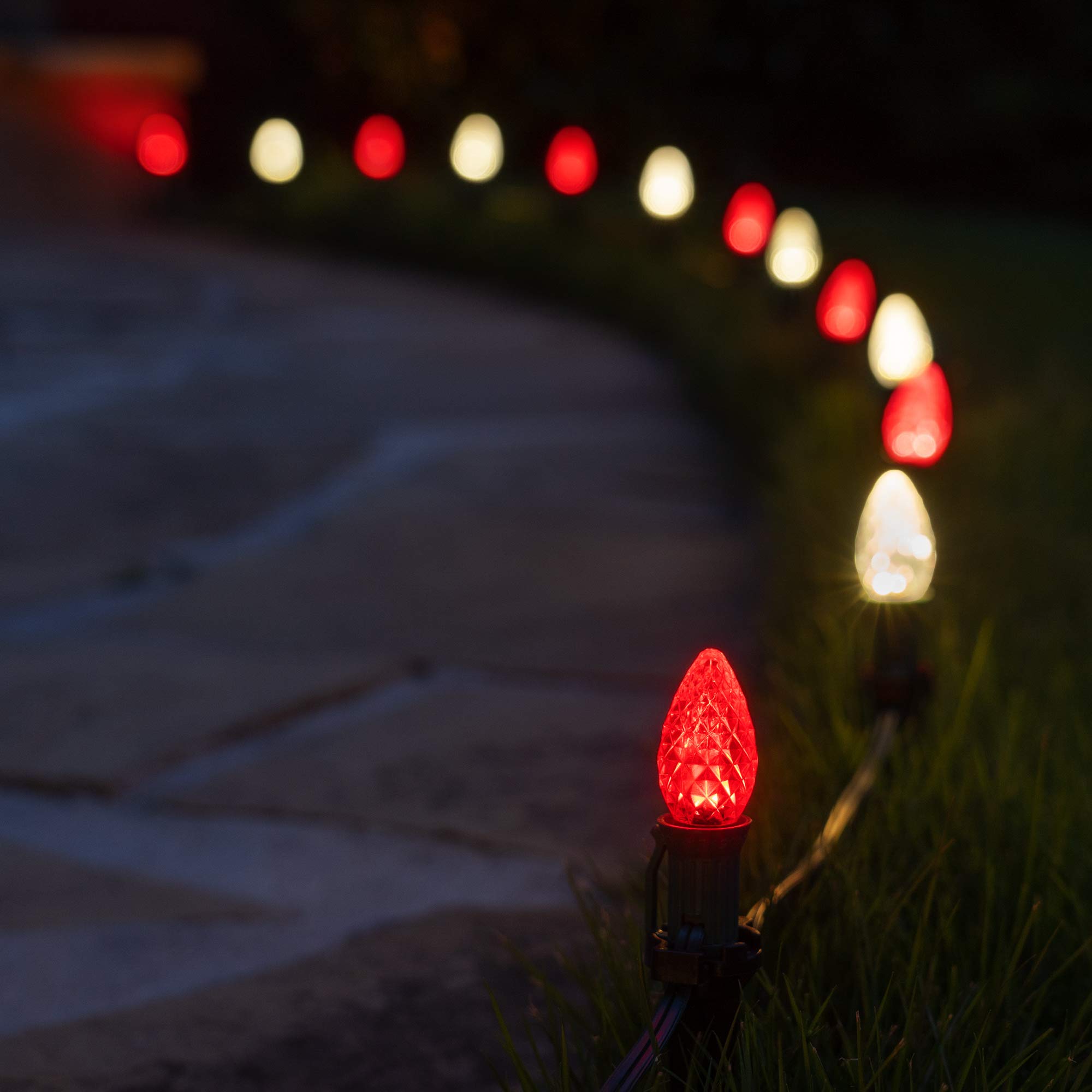 OptiCore LED C7 Christmas Lights - Red & Warm White for Pathway & Driveway