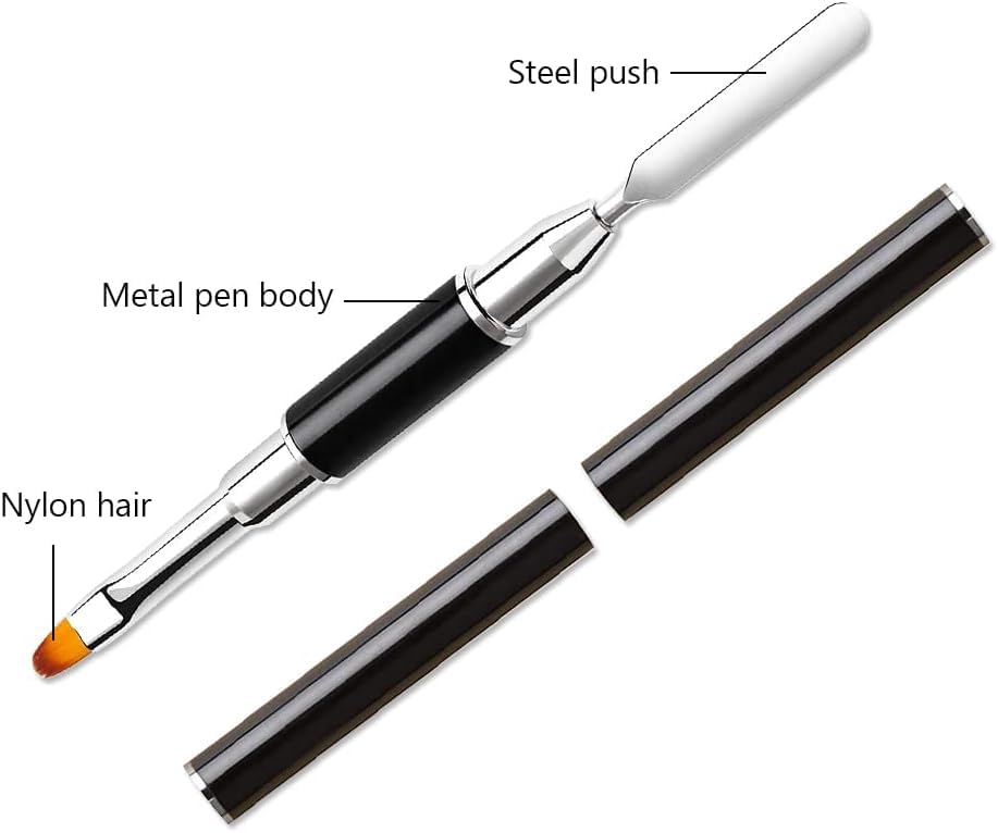Dual-Ended Poly Gel Nail Brush & Picker - 2 in 1 Stainless Steel Nail Tool for Poly Gel, UV Gel & Acrylic Nails Extension (2-Pack) - Perfect for Salon Professionals & DIY Nail Art at Home