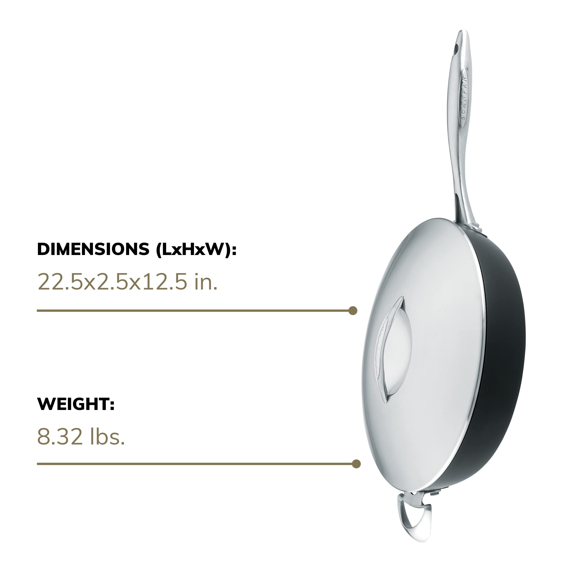 Scanpan Professional 4.25 Quart Nonstick Saute Pan with Glass Lid - Dishwasher, Oven & Metal Utensil Safe Cookware - Made in Denmark - Perfect for Sautéing, Frying & Everyday Cooking