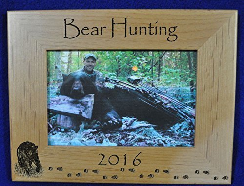 Bear Hunting Picture Frame - Rustic Wooden Photo Display for Cabin Decor, Hunting Lodge, Man Cave & Outdoor Enthusiasts - Perfect for Displaying Hunting Memories and Trophy Photos