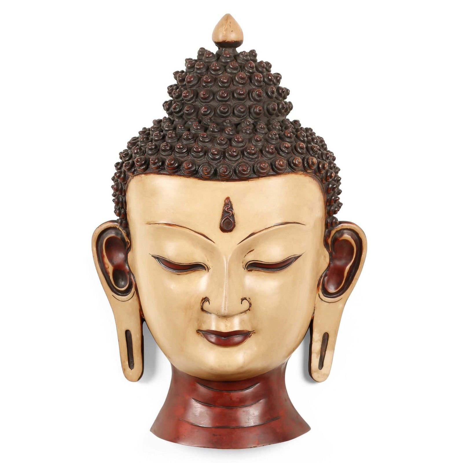 15 Inch Large Buddha Head Wall Hanging - Handcrafted Religious Wall Mask Sculpture for Meditation Room, Office & Home Decor - Perfect Spiritual Gift for Yoga Lovers & Buddhist Practitioners