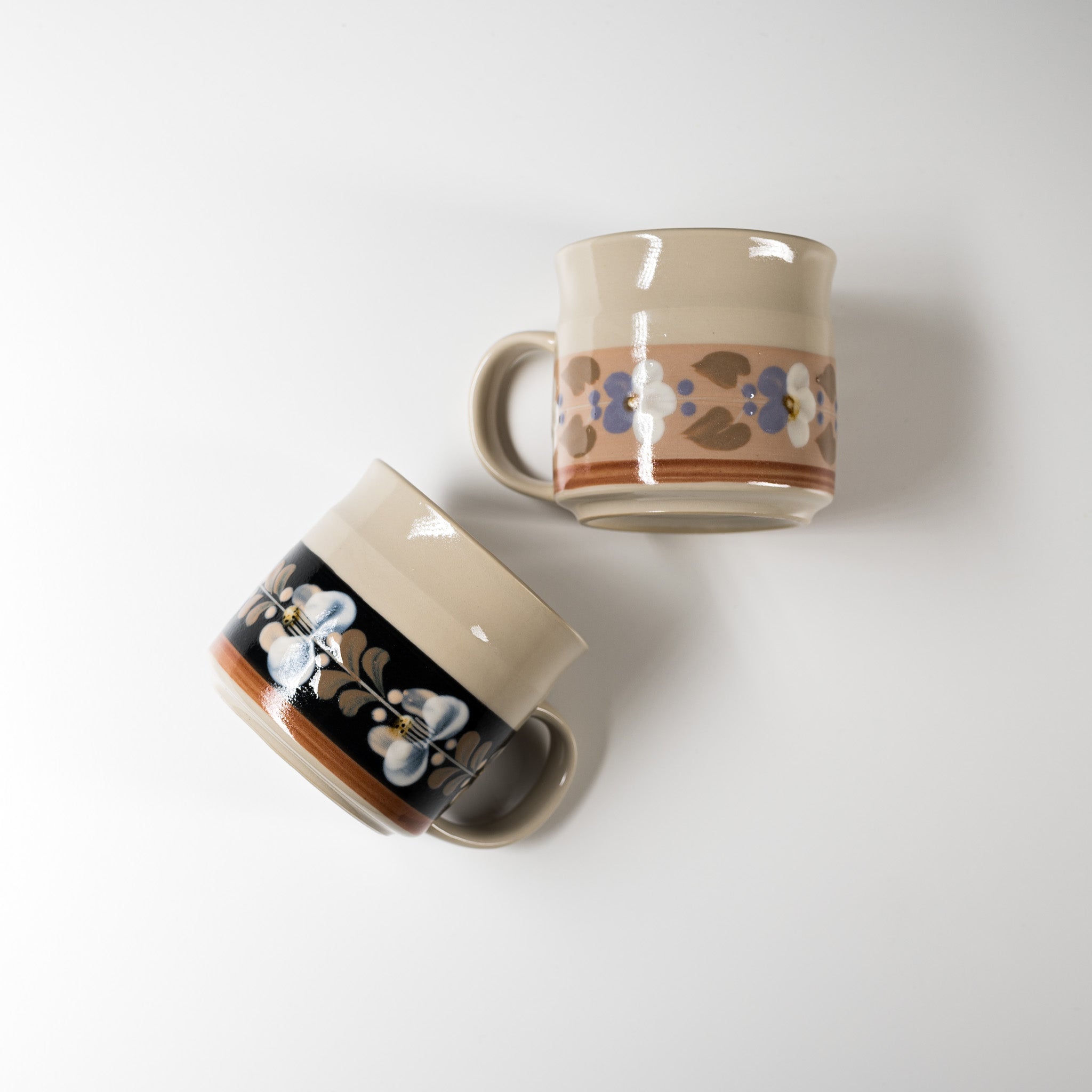 Fukube Pottery Mug Cup - Handmade Japanese Ceramic Coffee Cup with Violet or Camellia Floral Design | Perfect for Home, Office & Gift Giving