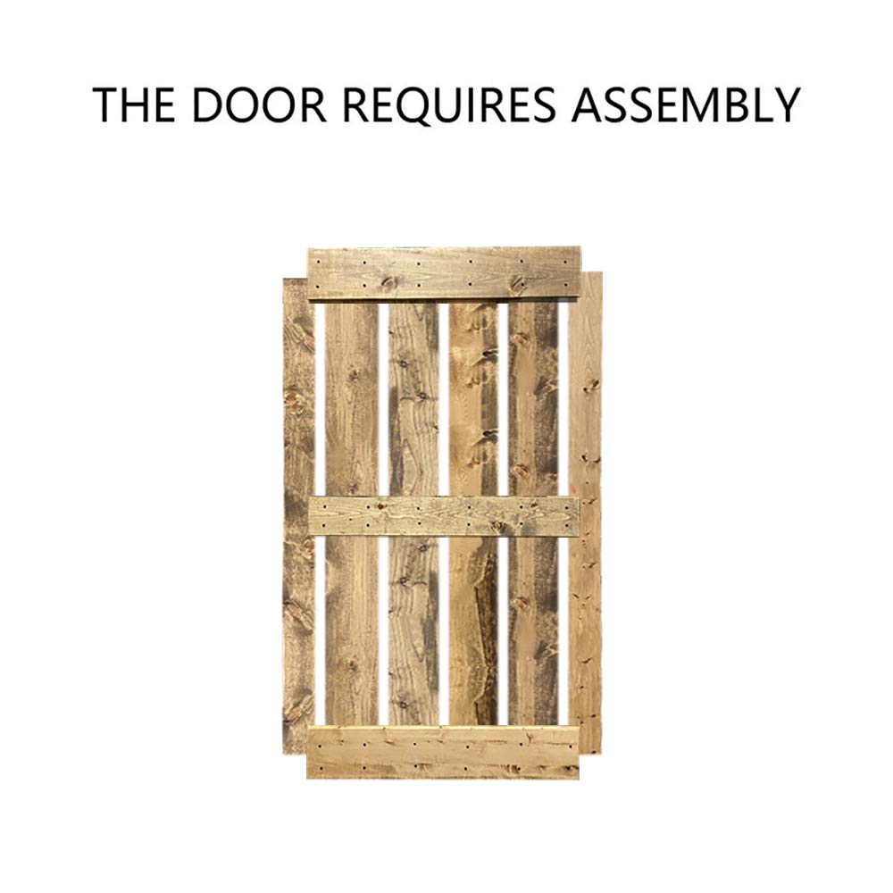 TMS Paneled Wood Weather Oak Stained Mid-Bar DIY Barn Door with Sliding Hardware Kit - Perfect for Bedroom, Closet, or Farmhouse Style Home Decor