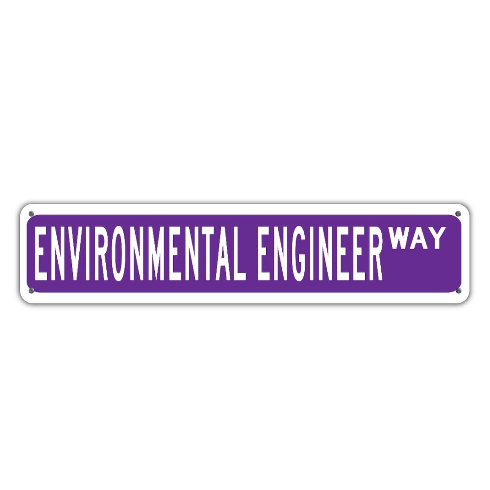 Custom Rustic Purple Metal Wall Sign - Durable 4x18 Inch Weather-Resistant Office Decor for Garage, Restaurant & Indoor/Outdoor Use | Environmental Engineer Career Gift & Street Style Home Decoration