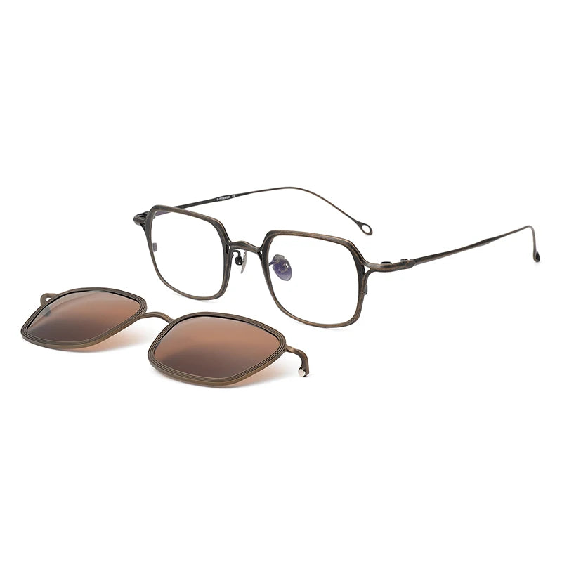 Aror Women's Full Rim Square Alloy Eyeglasses with Clip-On Sunglasses - Stylish Reading Glasses for Work, Driving & Outdoor Activities (Model 942004)
