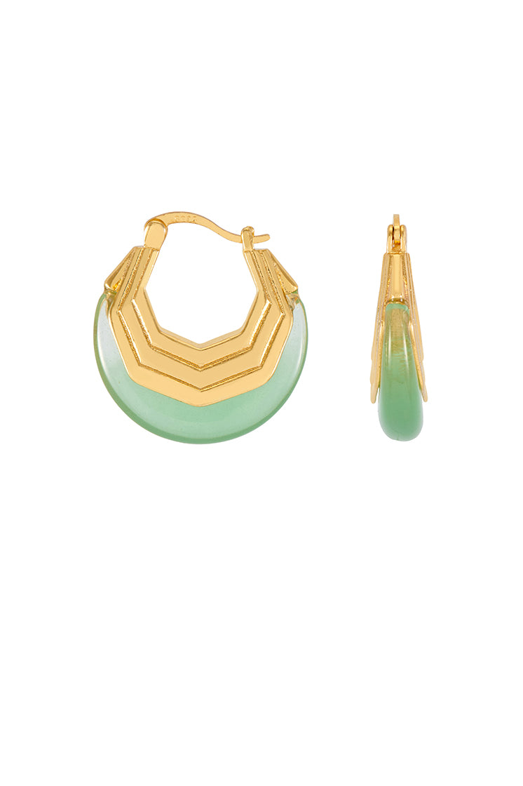 Stylish Green Half Moon Hinged Hoop Earrings for Women | Trendy Dangle Statement Jewelry | Perfect for Parties, Weddings & Everyday Wear