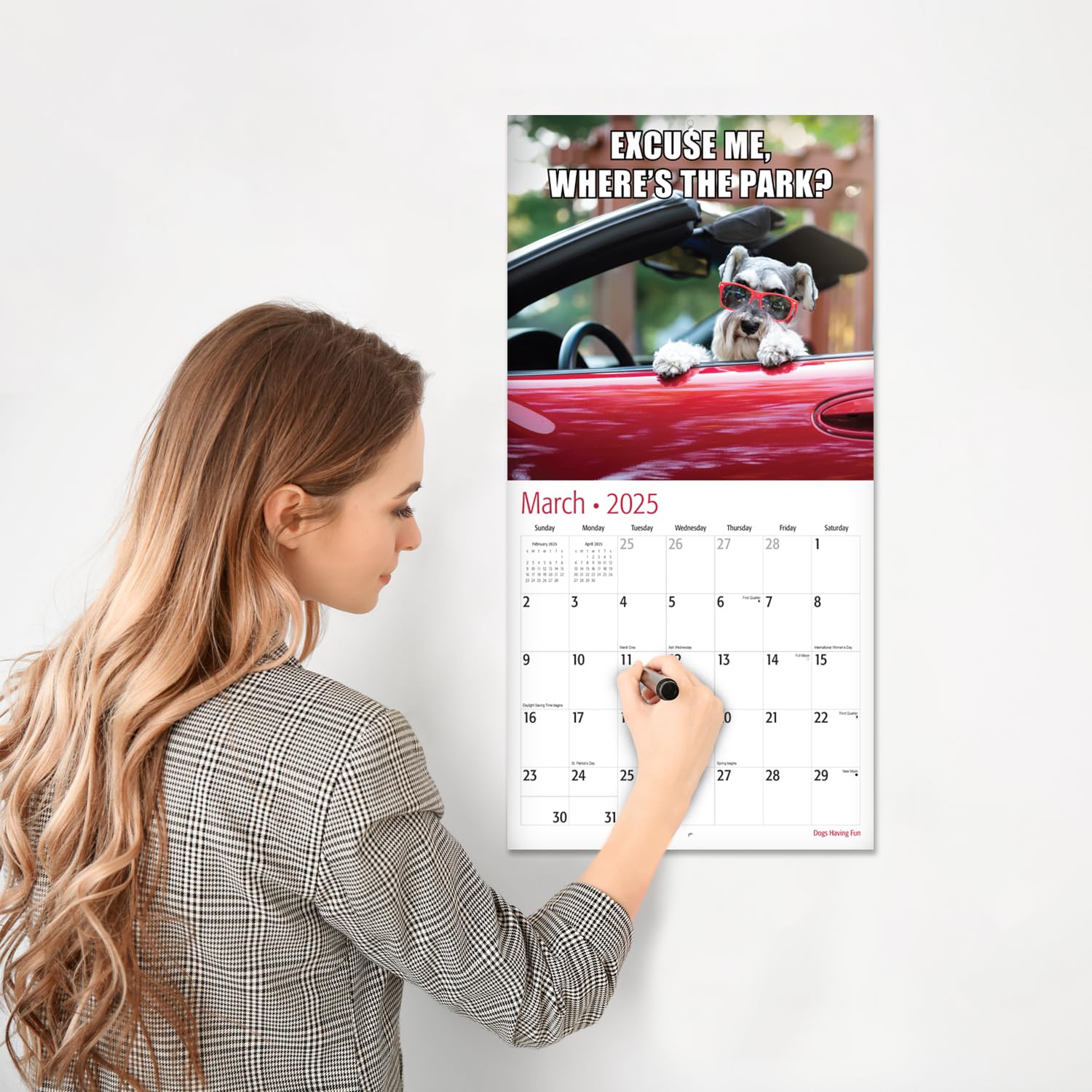 RED EMBER Dogs Having Fun 2025 Wall Calendar - 12 Month Large 12x24 Inch with Thick Sturdy Paper - Perfect Gift for Dog Lovers & Home Office Decor