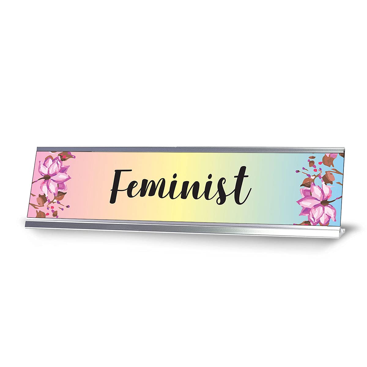 Feminist Desk Sign Nameplate - Designer Series (2 x 8 Inches) - Perfect for Office Decor, Women's Empowerment Workspace & Gift Ideas
