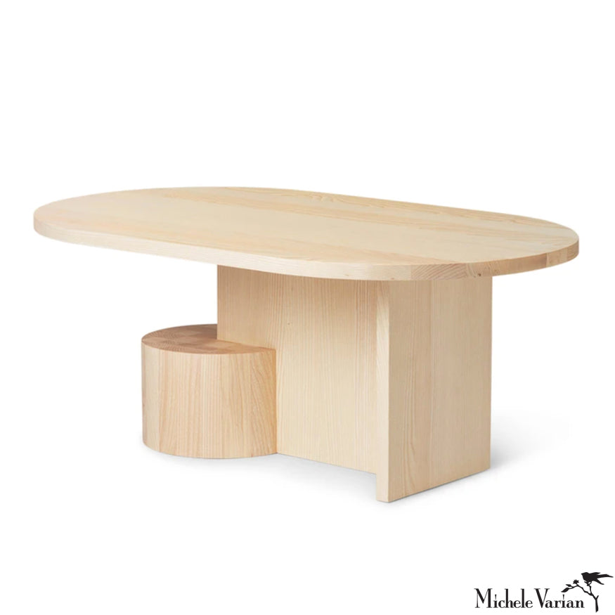 Modern Bauhaus Style Coffee Table - Solid Ash Wood Mid-Century Design for Living Room, Lounge & Office