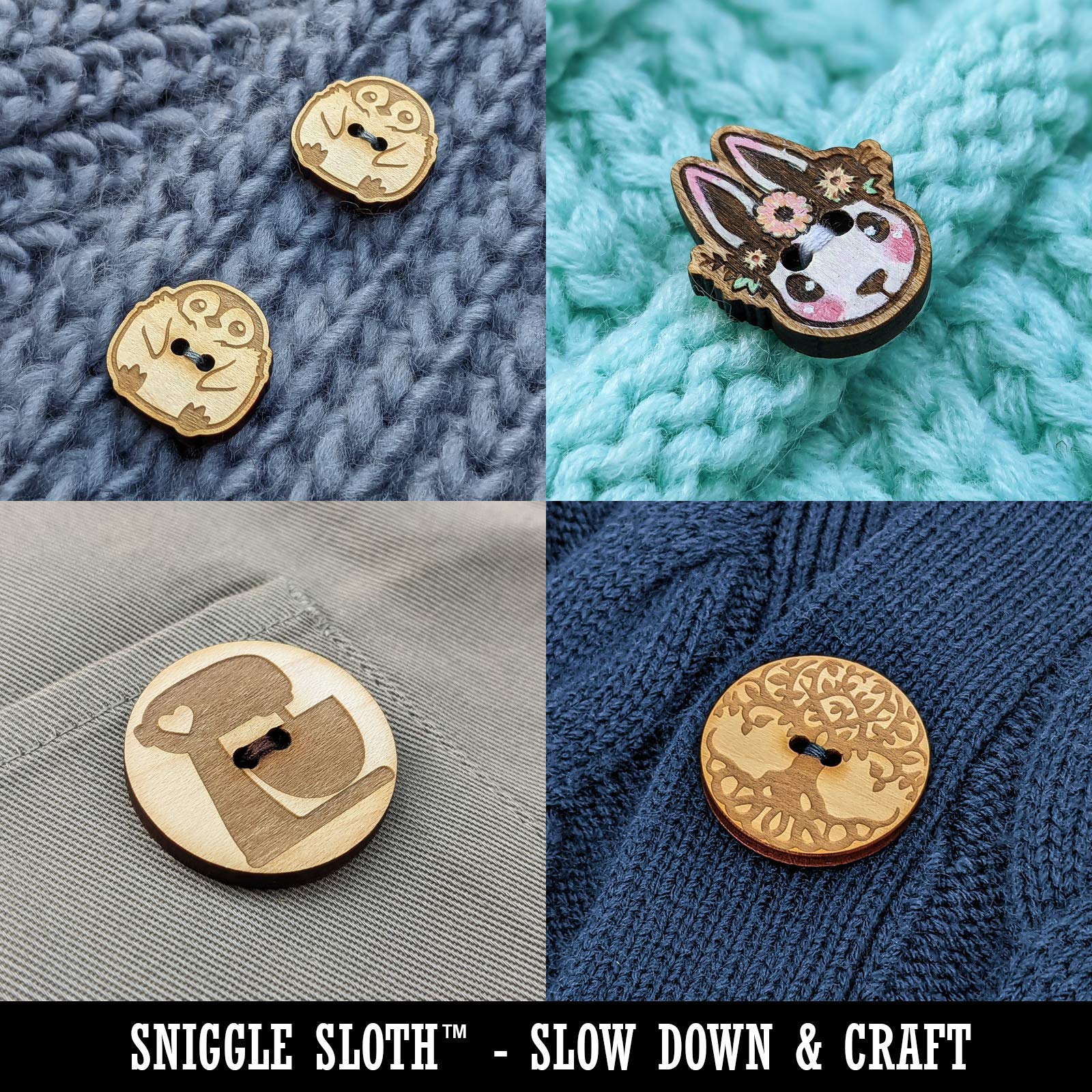 Happy Toast Bread Wood Buttons for Sewing, Knitting, Crochet & DIY Crafts - Cute Kawaii Style, 0.75 Inch Small (12pcs) - Perfect for Scrapbooking, Clothing Accessories & Handmade Gifts