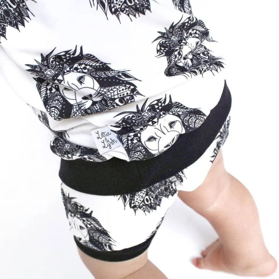 Organic Aztec Lion Print Long Sleeve Baby & Kids Cotton Top - Soft & Comfortable for Playtime, School & Family Outings
