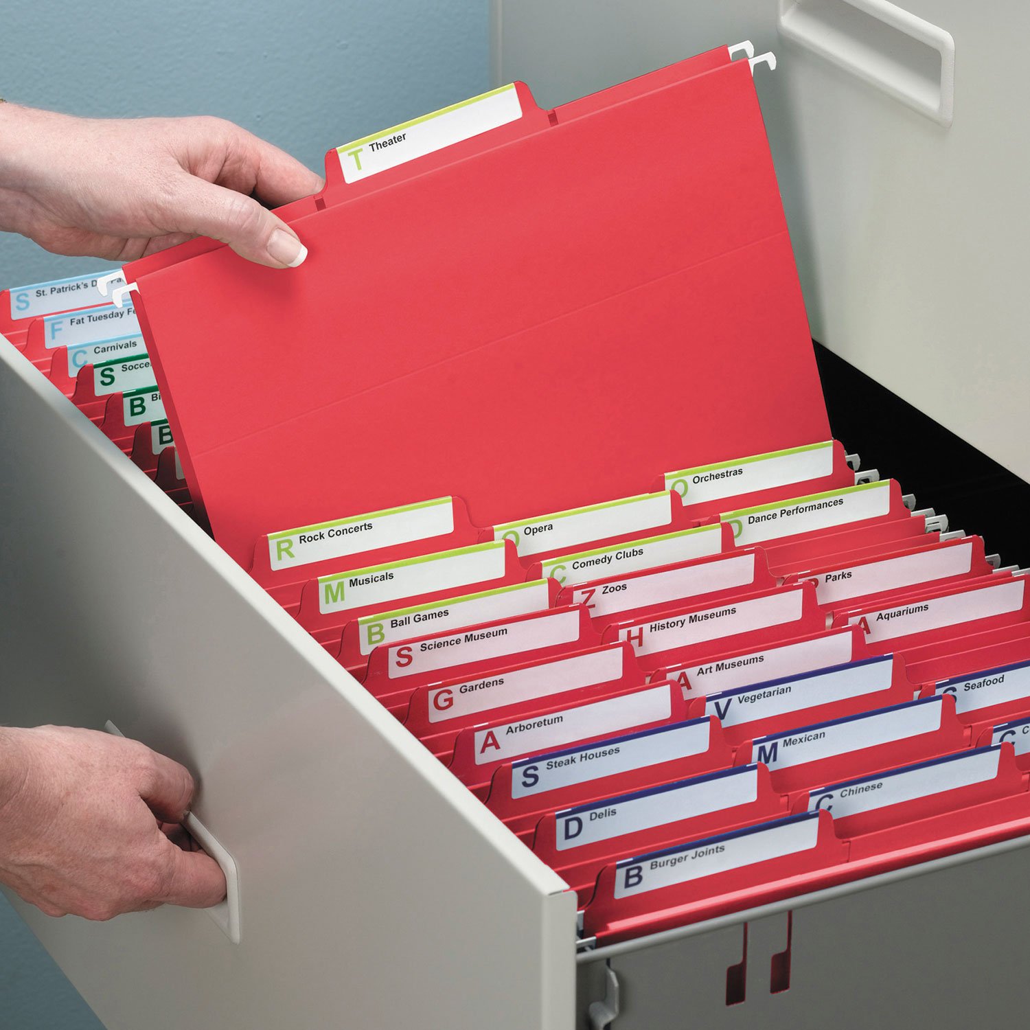 Smead 64096 FasTab Hanging File Folders - Letter Size, Red, 20/Box - Perfect for Office Organization, Filing Cabinets & Document Storage