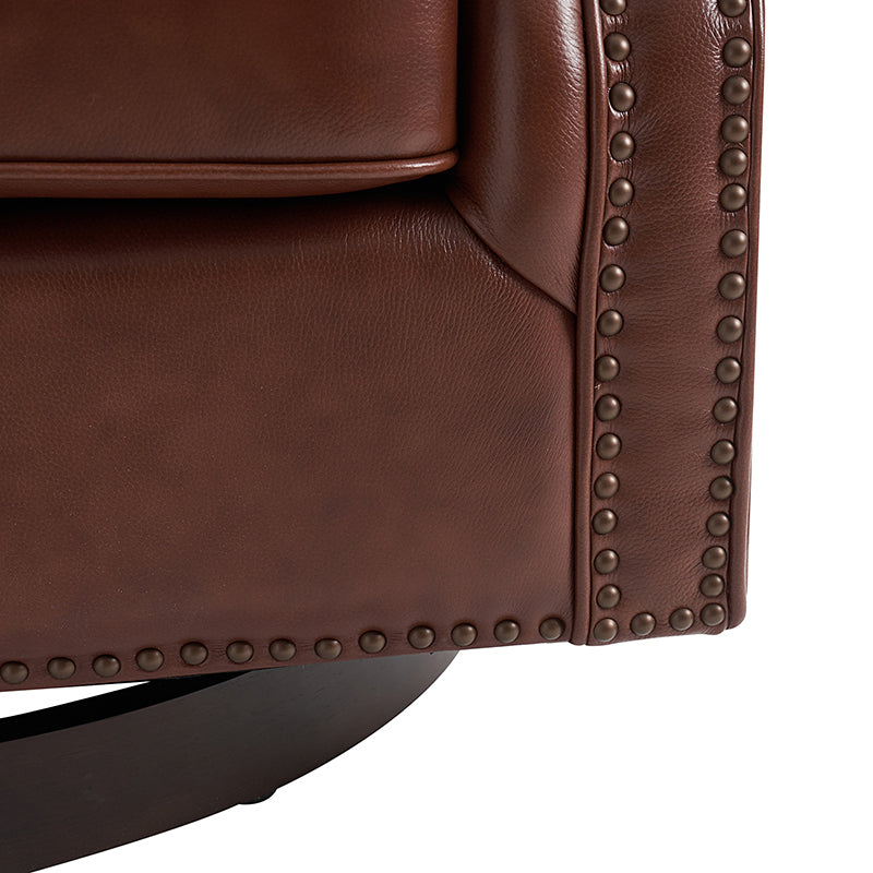 Morris Chesterfield Traditional Rocker Button Tufted Swivel Chair - Classic Leather Upholstered Recliner for Living Room, Office & Study - Perfect for Relaxing, Reading & Entertaining Guests