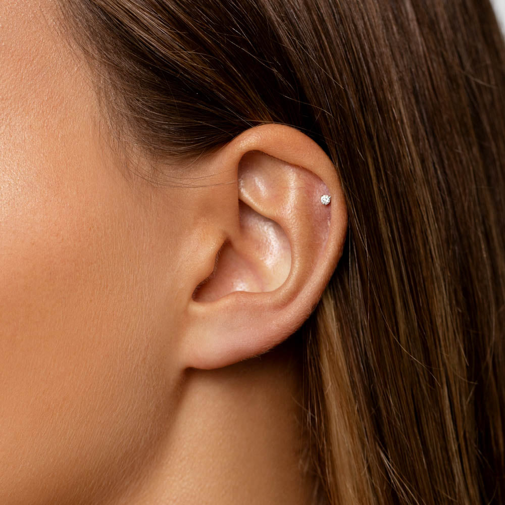 Micro Diamond Helix Single Stud Earrings in Sterling Silver - Perfect for Everyday Wear & Special Occasions