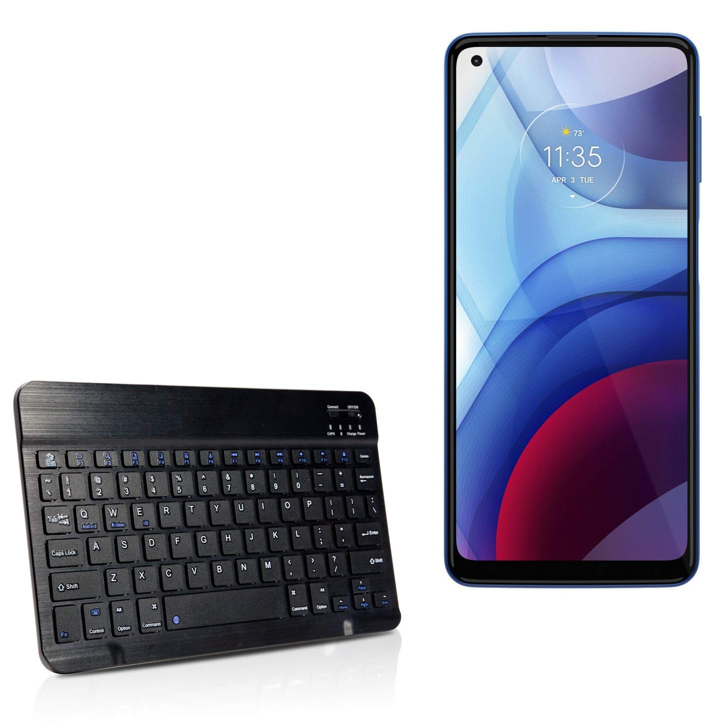 BoxWave SlimKeys Bluetooth Keyboard for Motorola Moto G Power (2021) - Ultra Thin Portable Keyboard with Chiclet-Style Keys in Jet Black - Perfect for Mobile Typing, Travel & Productivity on the Go