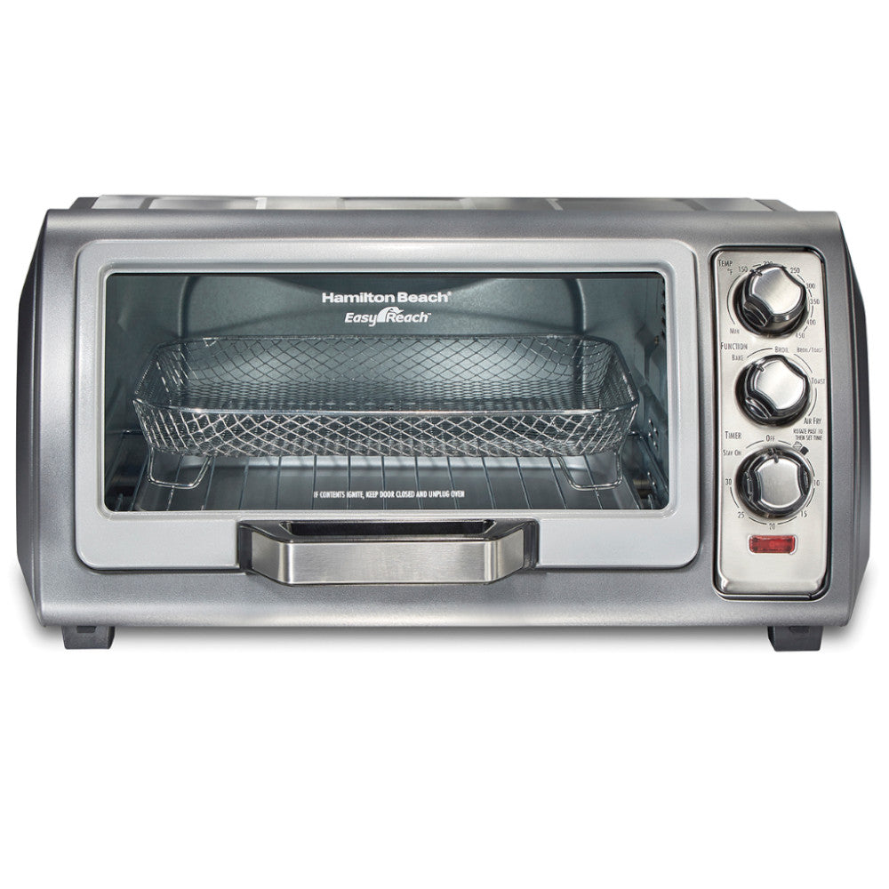 Hamilton Beach Easy Reach Sure Crisp Air Fryer Toaster Oven 31523C - 6-in-1 Countertop Convection Oven with Air Fry, Bake, Broil, Toast, Warm & Rotisserie Functions - Perfect for Small Kitchens, Dorms & RV Cooking