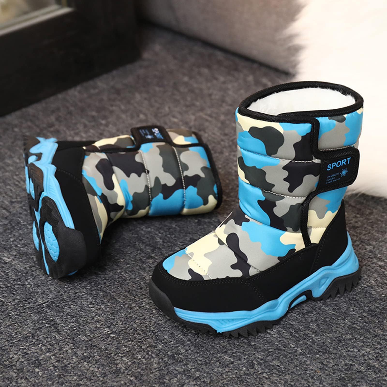 Kids Winter Snow Boots for Girls & Boys - Waterproof High-Top Warm Boots with Fur Lining - Cozy Outdoor Winter Shoes for Snow Play, Hiking & Cold Weather Activities