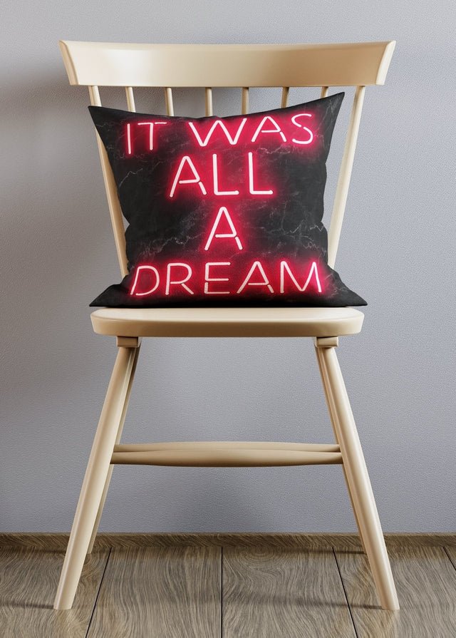 Notorious BIG Quote Neon Cushion - 'It Was All A Dream' Throw Pillow for Hip Hop Fans, Bedroom & Living Room Decor