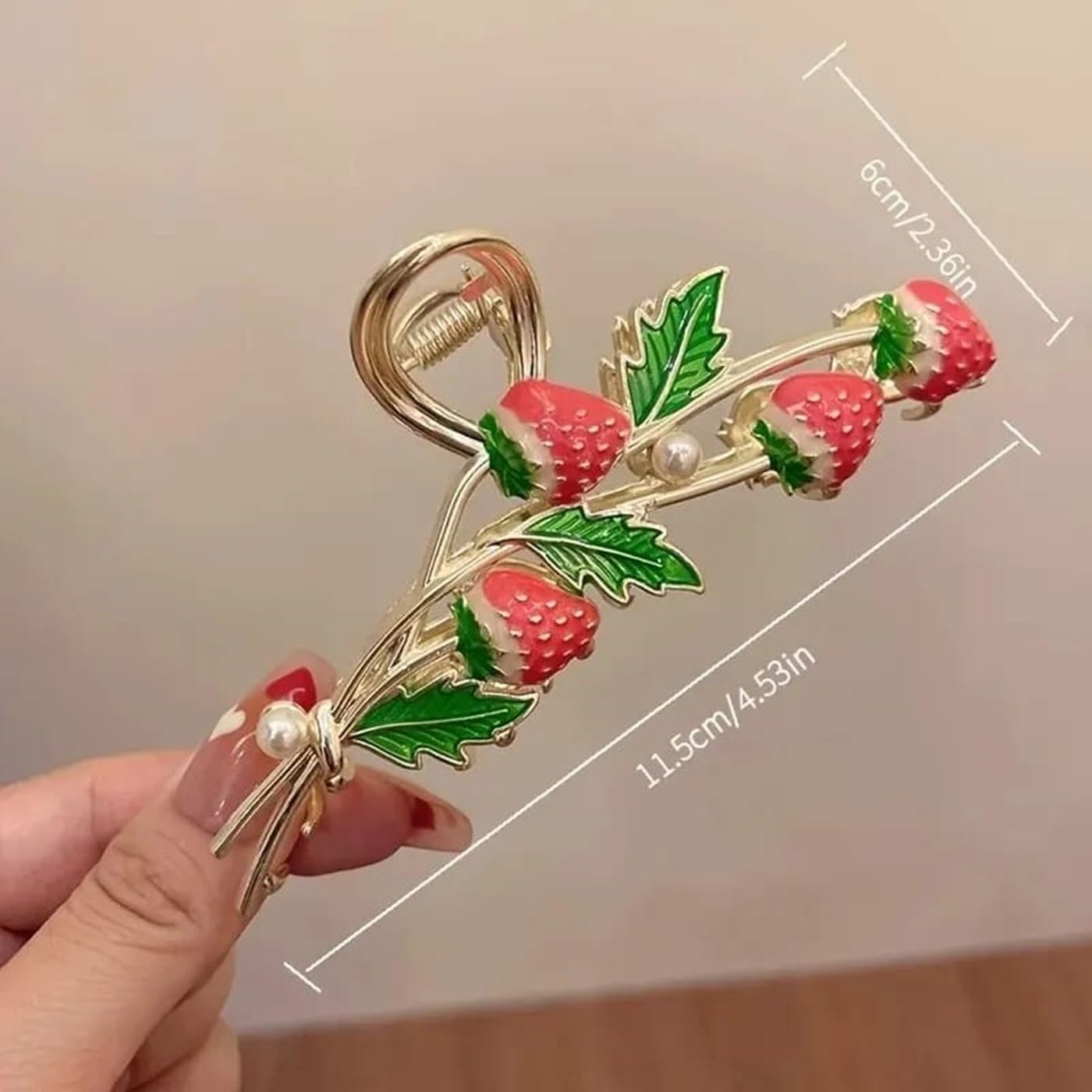 Stylish Strawberry Hair Claw Clip for Women & Girls | Handmade Trendy Alloy Metal Hair Accessory | Fashionable Hair Clutch for Ponytails & Buns | Perfect for School, Work, Parties & Everyday Use | Pack of 1
