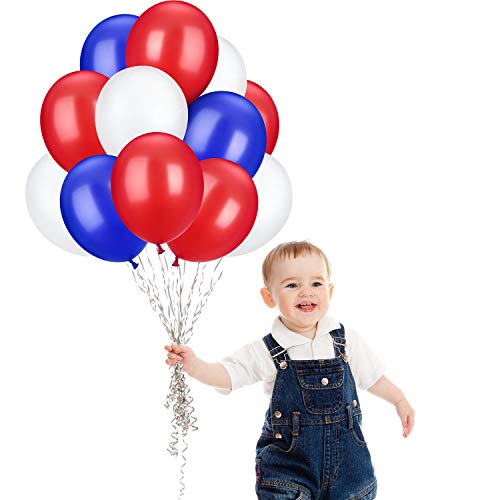 TecUnite 100-Pack 13 Inch Red White Blue Latex Balloons - Patriotic Party Decorations for 4th of July, Independence Day, Weddings & Birthdays - Perfect for Outdoor Celebrations and Festive Home Decor