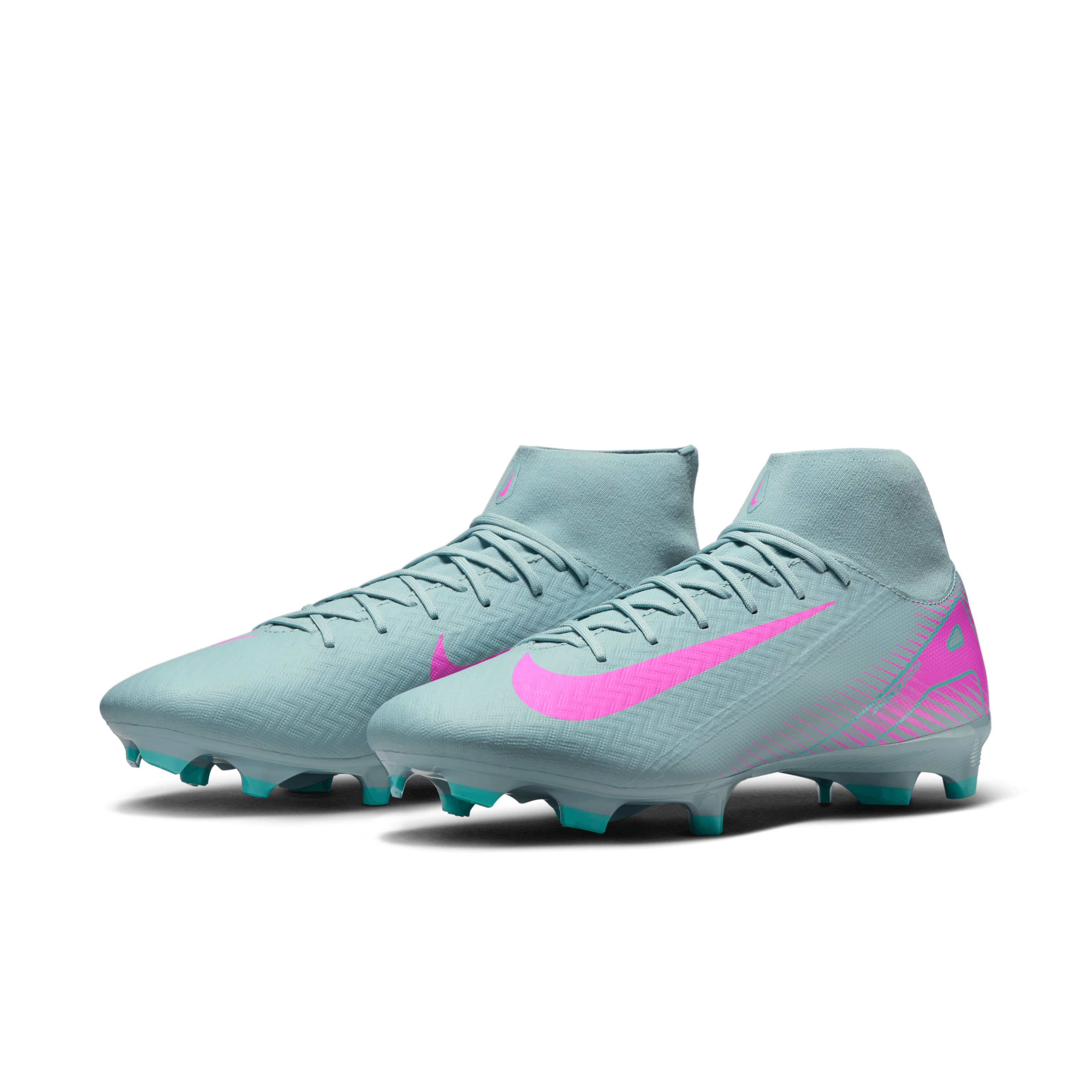 Nike Mercurial Superfly 10 Academy FG/MG Soccer Cleats for Men - Lightweight Football Shoes with Dynamic Fit (Ocean Cube/Pink Blast) - Perfect for Turf & Artificial Grass Training Sessions