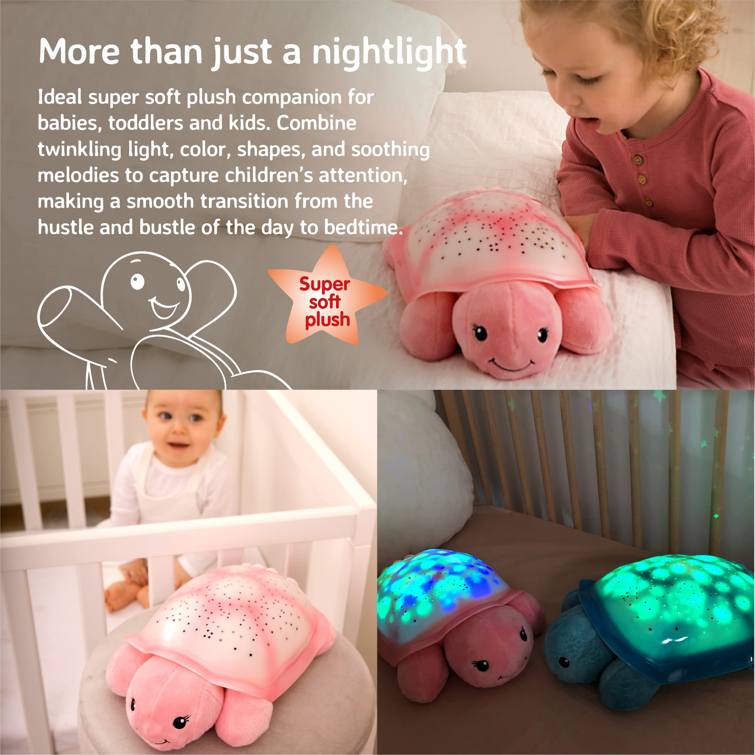 Cloud b Star Projector Night Light with White Noise Soothing Sounds for Baby & Kids | Adjustable Brightness, Timer & Auto-Off | Twilight Turtle Nursery Decor for Bedroom, Nursery & Relaxation (Pink) - Perfect for Sleep Aid, Sensory Play & Calming Nighttime Routine
