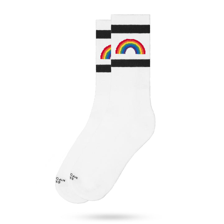 American Rainbow Striped Mid-High Socks - Comfortable Cotton Crew Socks for Men & Women - Perfect for Casual Wear, Sports & Outdoor Activities