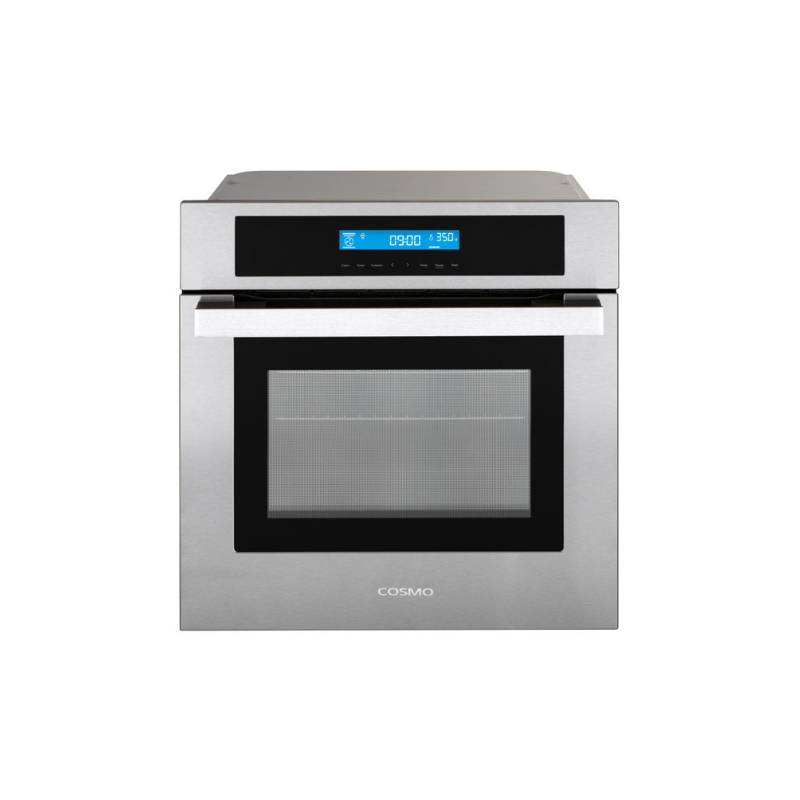 Cosmo 24 Inch 2.5 Cu. Ft. Single Electric Wall Oven with 8 Cooking Functions & True European Convection - Stainless Steel C106SIX PT - Perfect for Modern Kitchens, Baking, Roasting & Entertaining