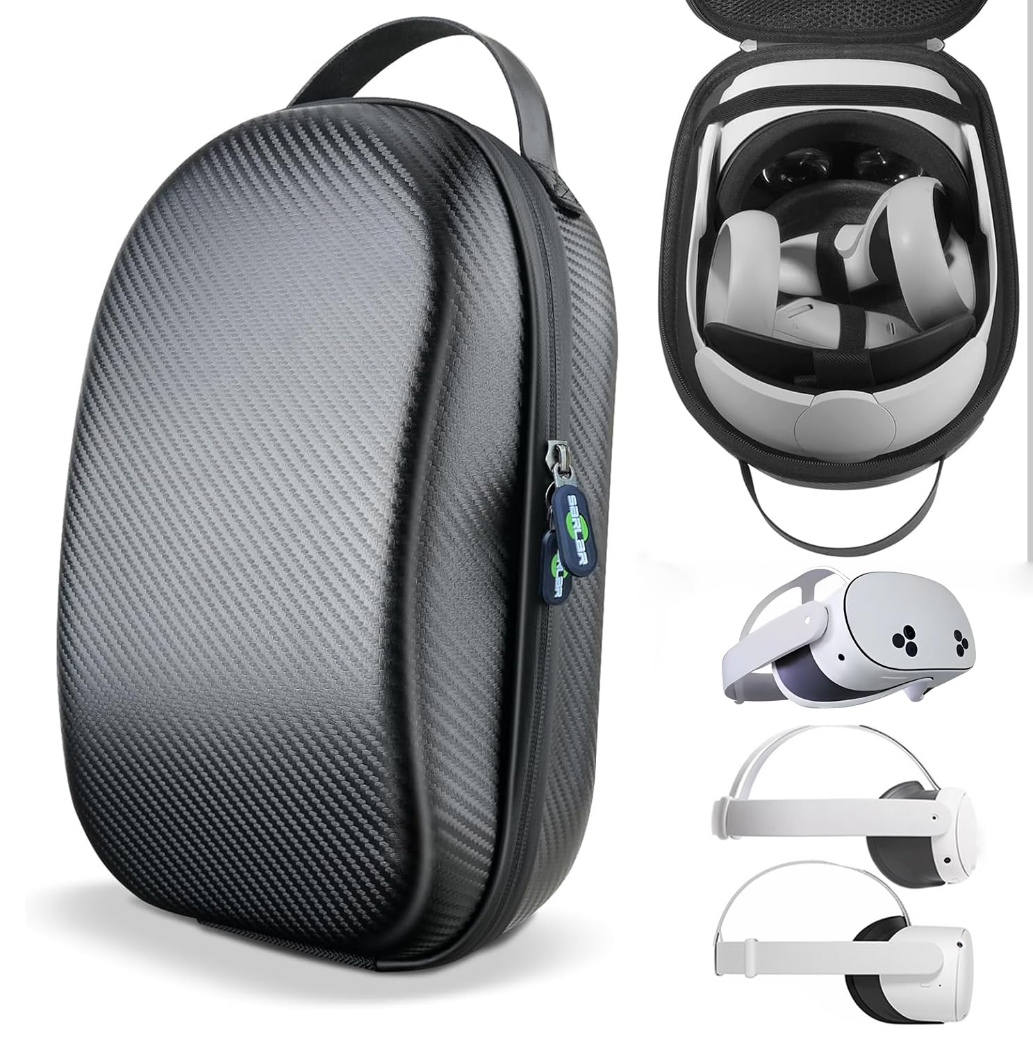 Premium Carbon Fiber Hard Carrying Case for Oculus Meta Quest 3S/Quest 3/Quest 2 - Protective Travel Storage Solution for VR Headset, Controllers & Official Accessories | Perfect for Gaming, Travel & Home Organization