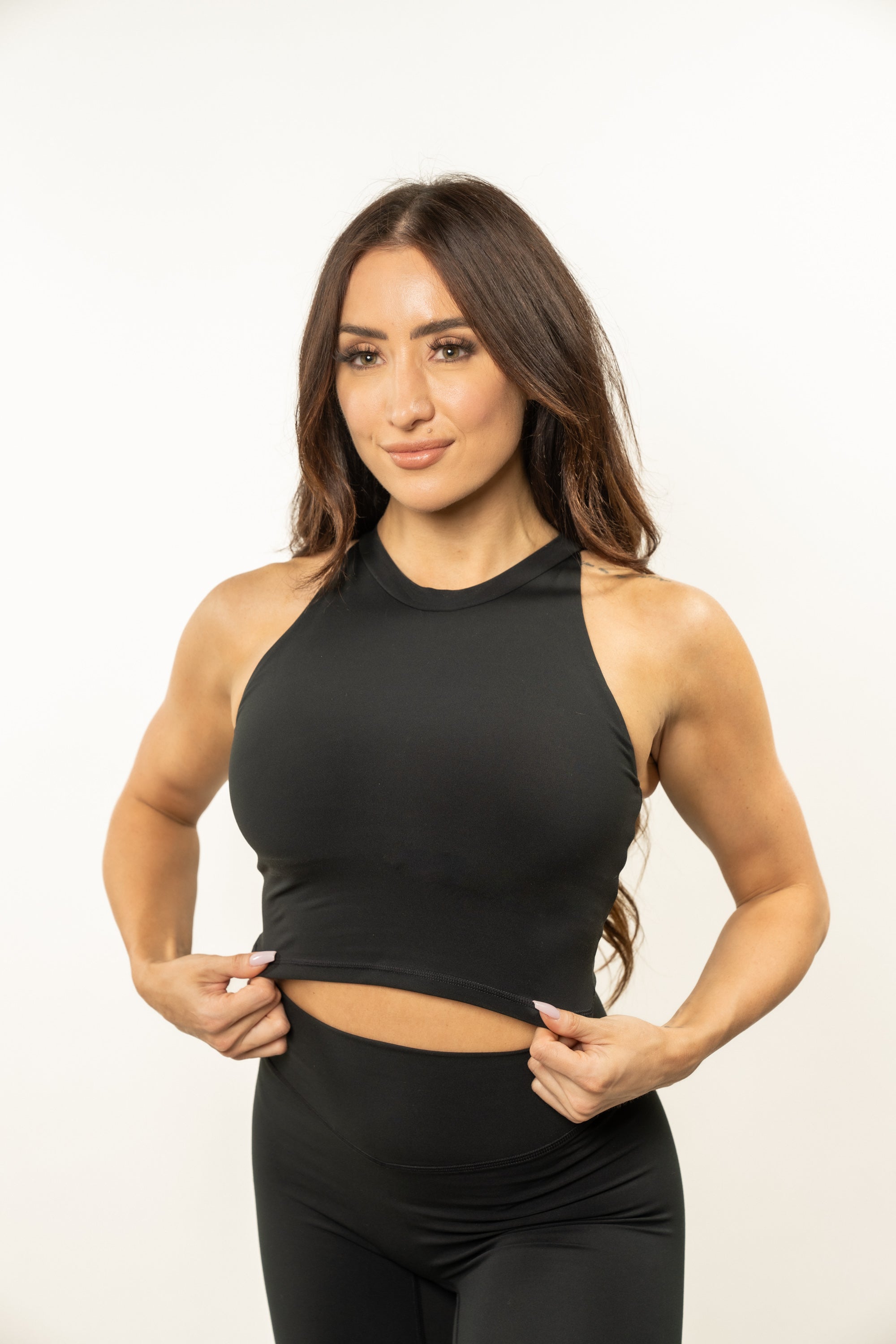 Sculpt Mock Neck Tank Top for Women - Slim Fit Workout Shirt - Yoga, Gym & Casual Wear