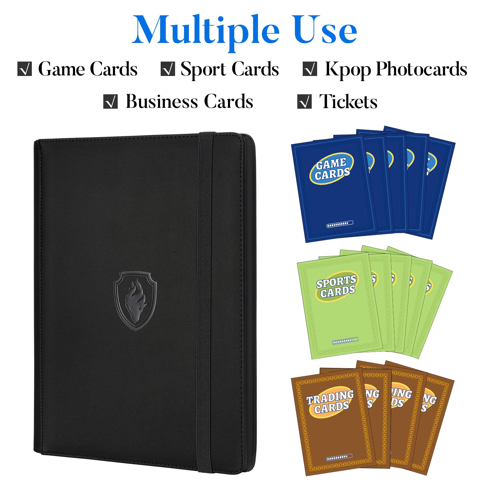 Premium 9-Pocket Trading Card Binder - Holds 540 Cards | Durable PU Leather Cover | Organizer for YuGiOh, MTG, Pokemon, Sports Cards | Perfect for Collectors, Tournaments & Game Nights (Black)