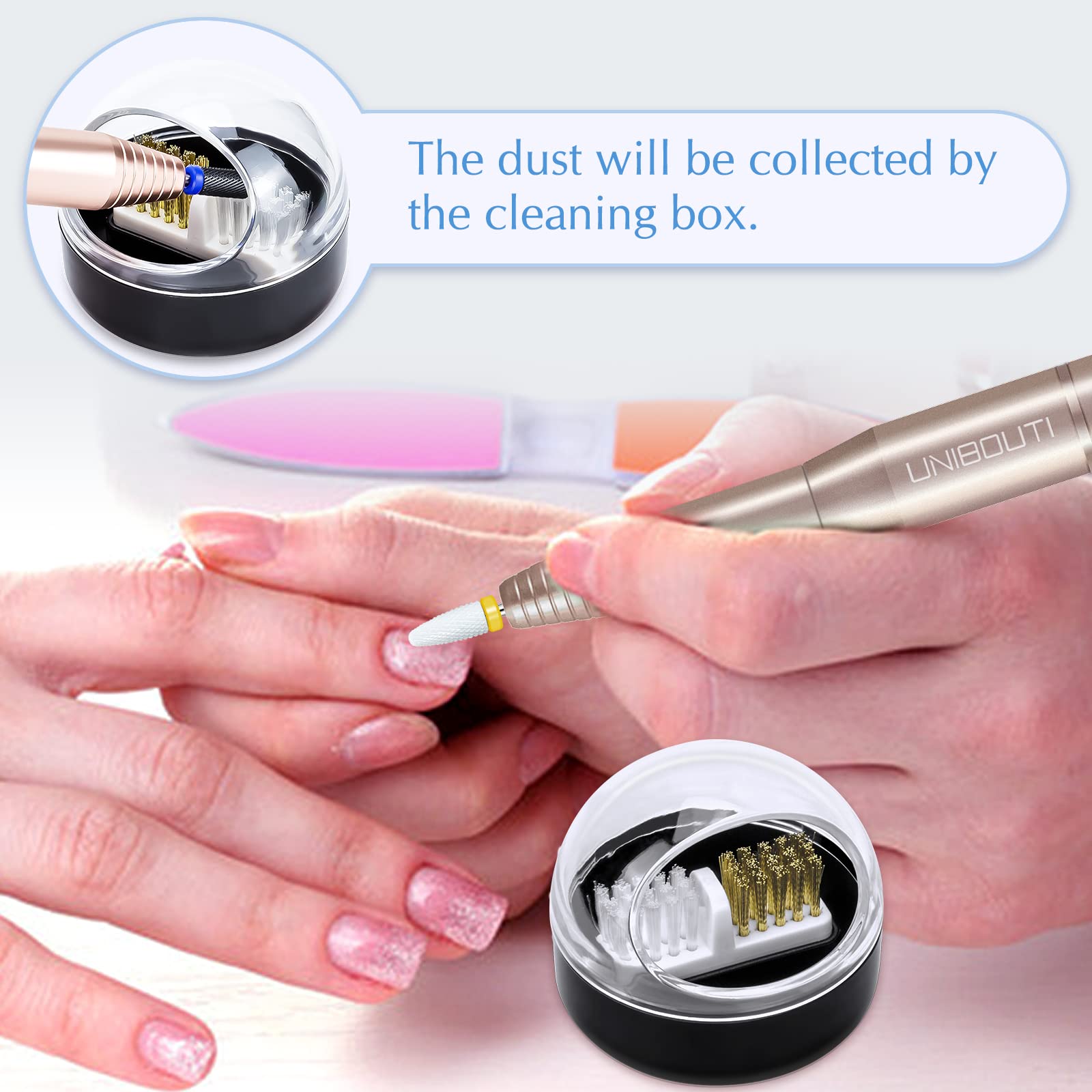 Professional Nail Drill Bits & Cuticle Cleaner Kit - Steel & Nylon Brush for Home & Salon Use