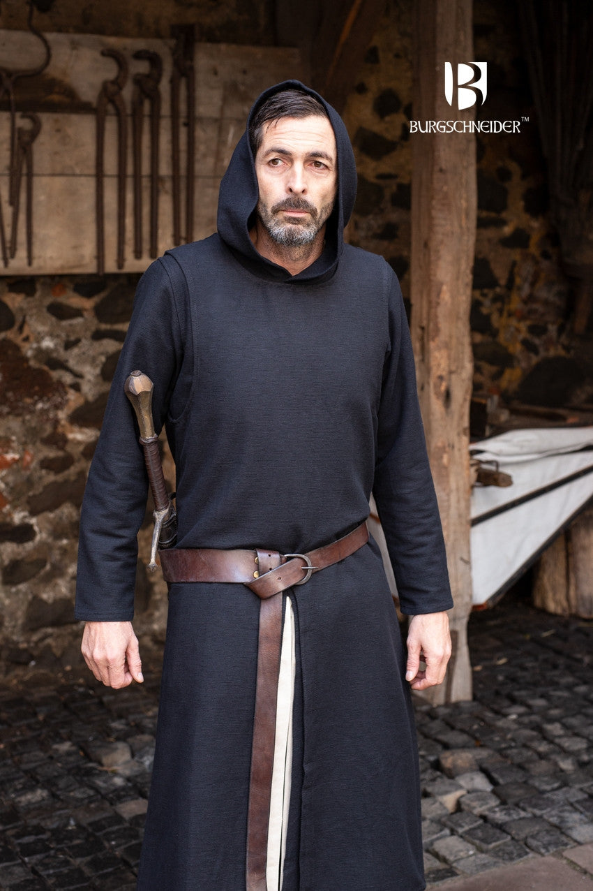 Tabard Thibaud Black - Premium Medieval Tunic for LARP, Cosplay & Renaissance Fairs | Authentic Historical Costume for Men & Women