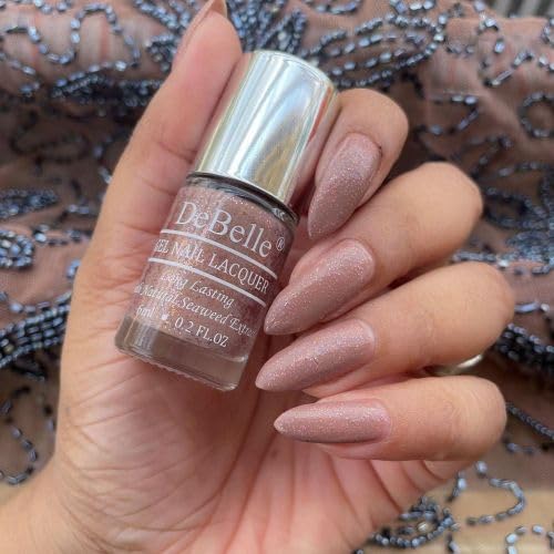 DeBelle Gel Glossy Finish Nail Polish - Long Lasting, Chip Resistant, Seaweed Enriched Formula | Non-UV, Toxic-Free & Cruelty Free | 6ml (Angelic Saira) - 7ml | Perfect for Manicures, Pedicures & Nail Art Designs
