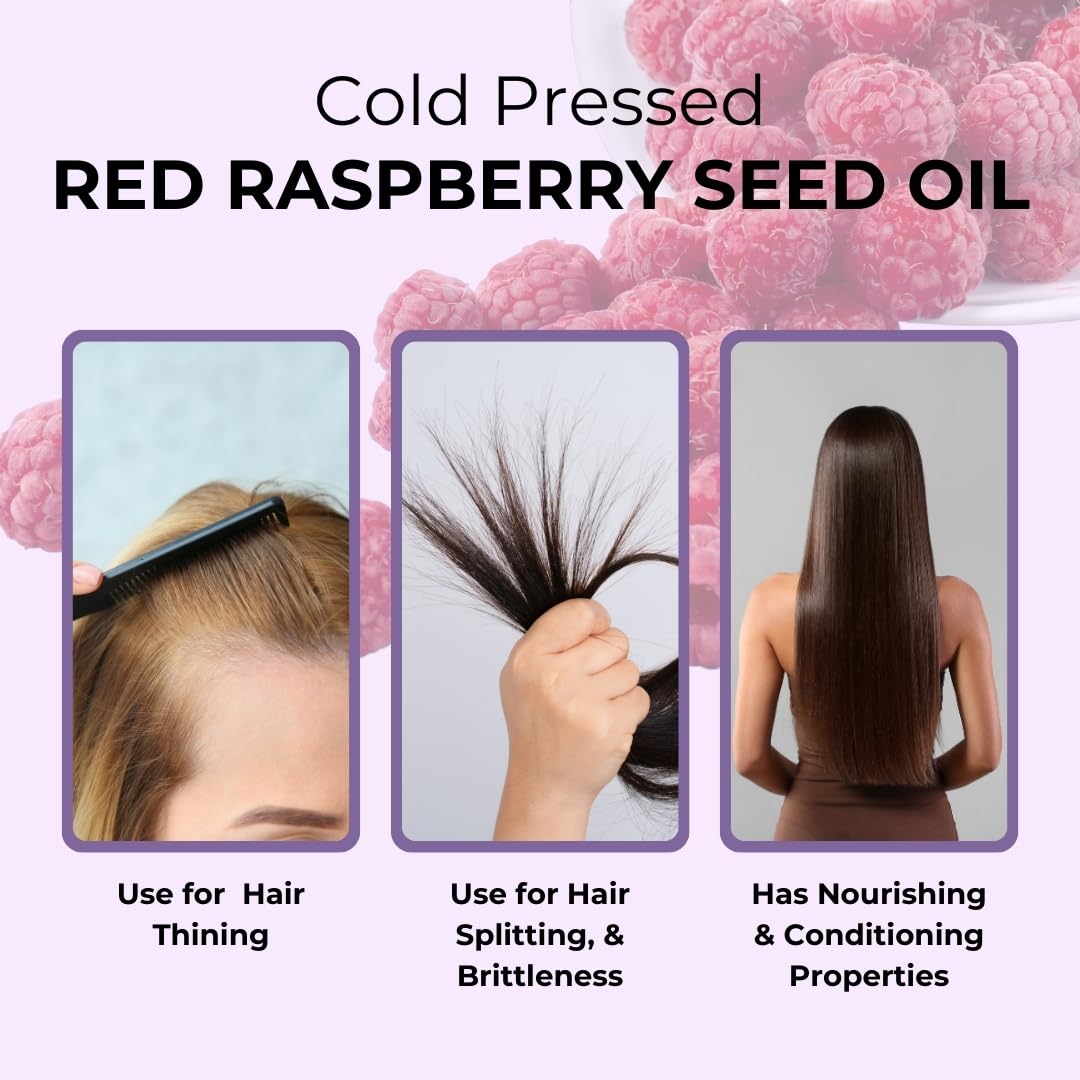 100% Pure Red Raspberry Seed Oil (Rubus idaeus) - Cold Pressed, Unrefined for Face, Skin, Hair & Body Care - 30ml - Wildflower Essentials - Perfect for Anti-Aging, Moisturizing & Natural Beauty Routine
