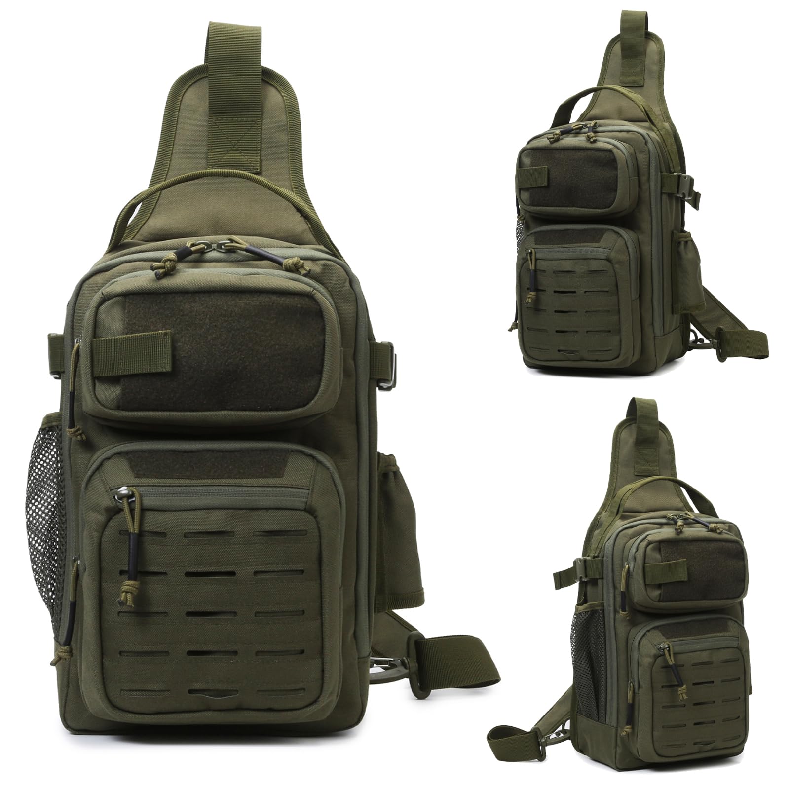 **Tactical Fishing Backpack 12L - Lightweight Sling Bag with Tackle Storage, US Flag Patch & Fishing Pliers - Durable Shoulder Tool Bag for Anglers (Green, 1 Pack) - Perfect for Outdoor Fishing, Camping & Hiking Adventures**