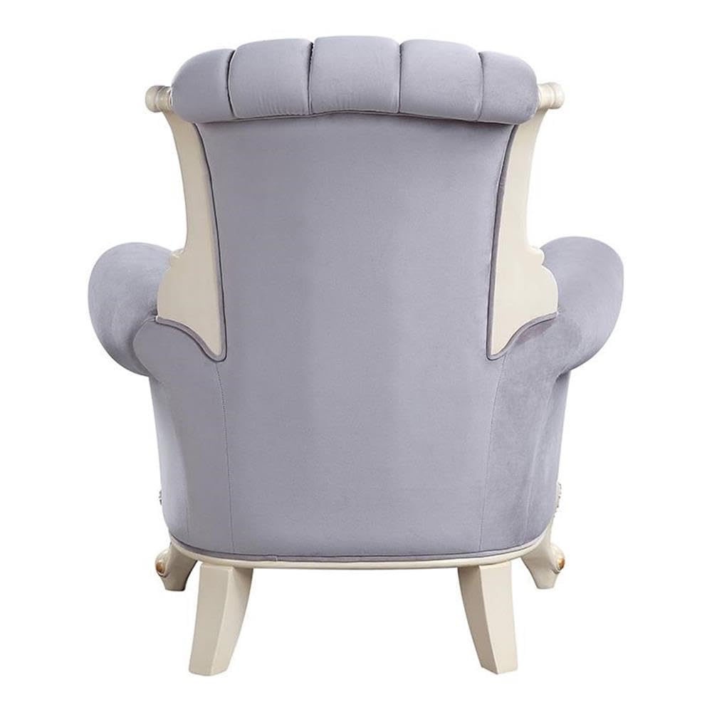 Acme Galelvith Chair with 2 Pillows in Gray - Ergonomic Lounge Chair for Living Room, Bedroom & Office - Comfortable Seating for Relaxing, Reading & Working