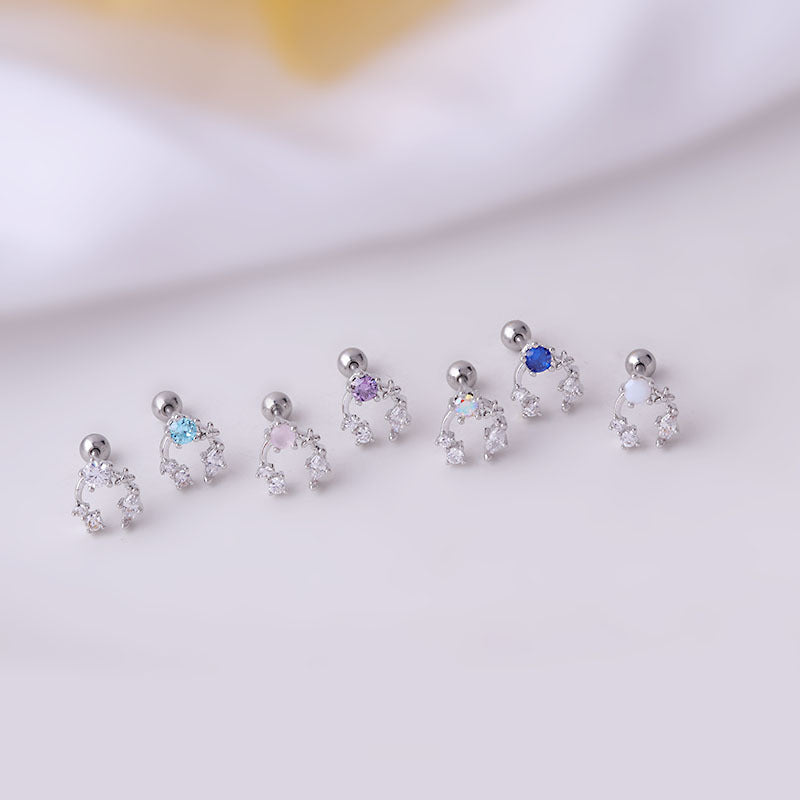 20G Cartilage Tiny Stud Earrings - Flat Back Crystal Earrings for Women | HSPJ662 | Perfect for Daily Wear, Parties & Gifts