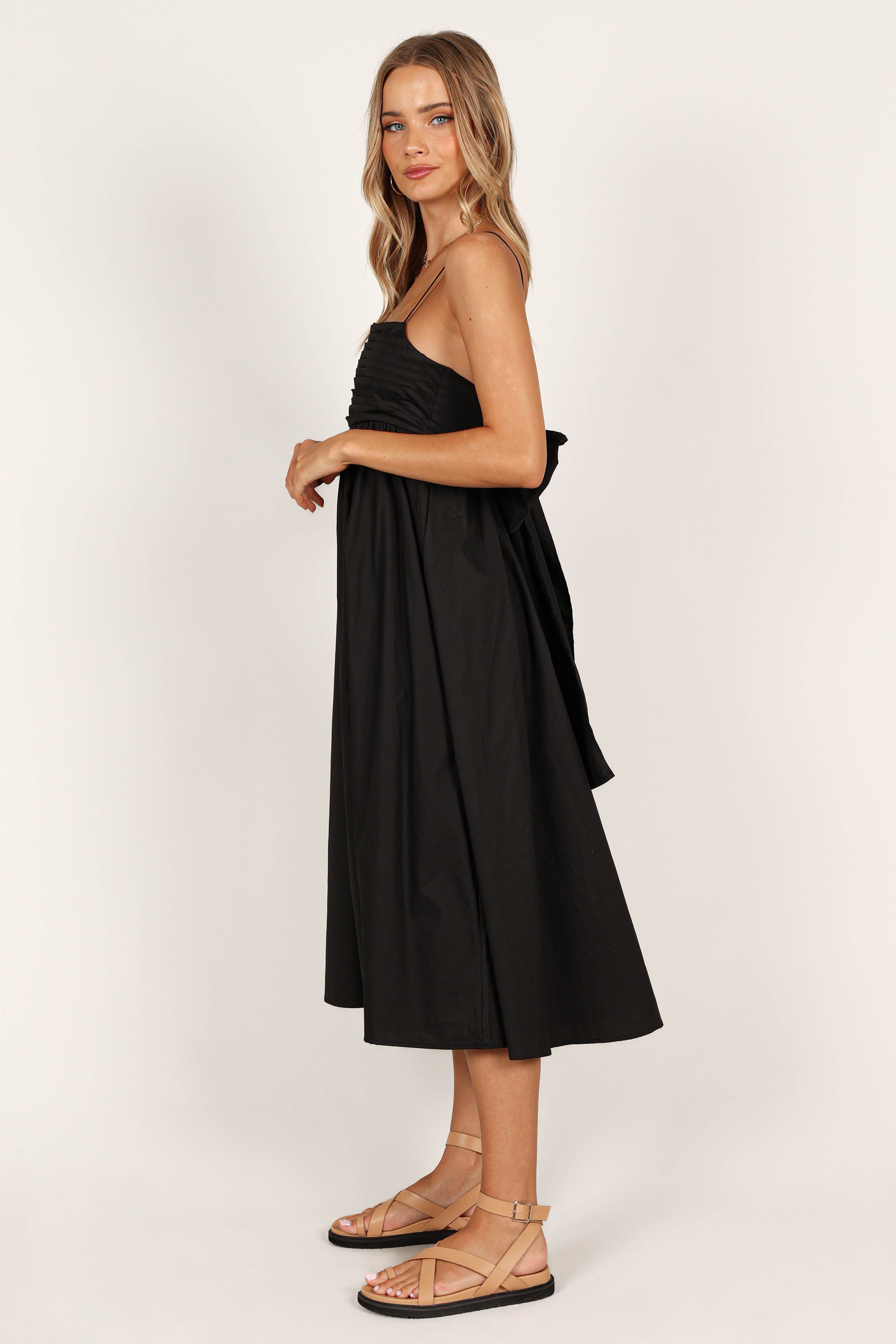 Alice Bow Back Midi Dress - Elegant Black Floral Summer Dress for Women | Perfect for Weddings, Parties & Date Nights