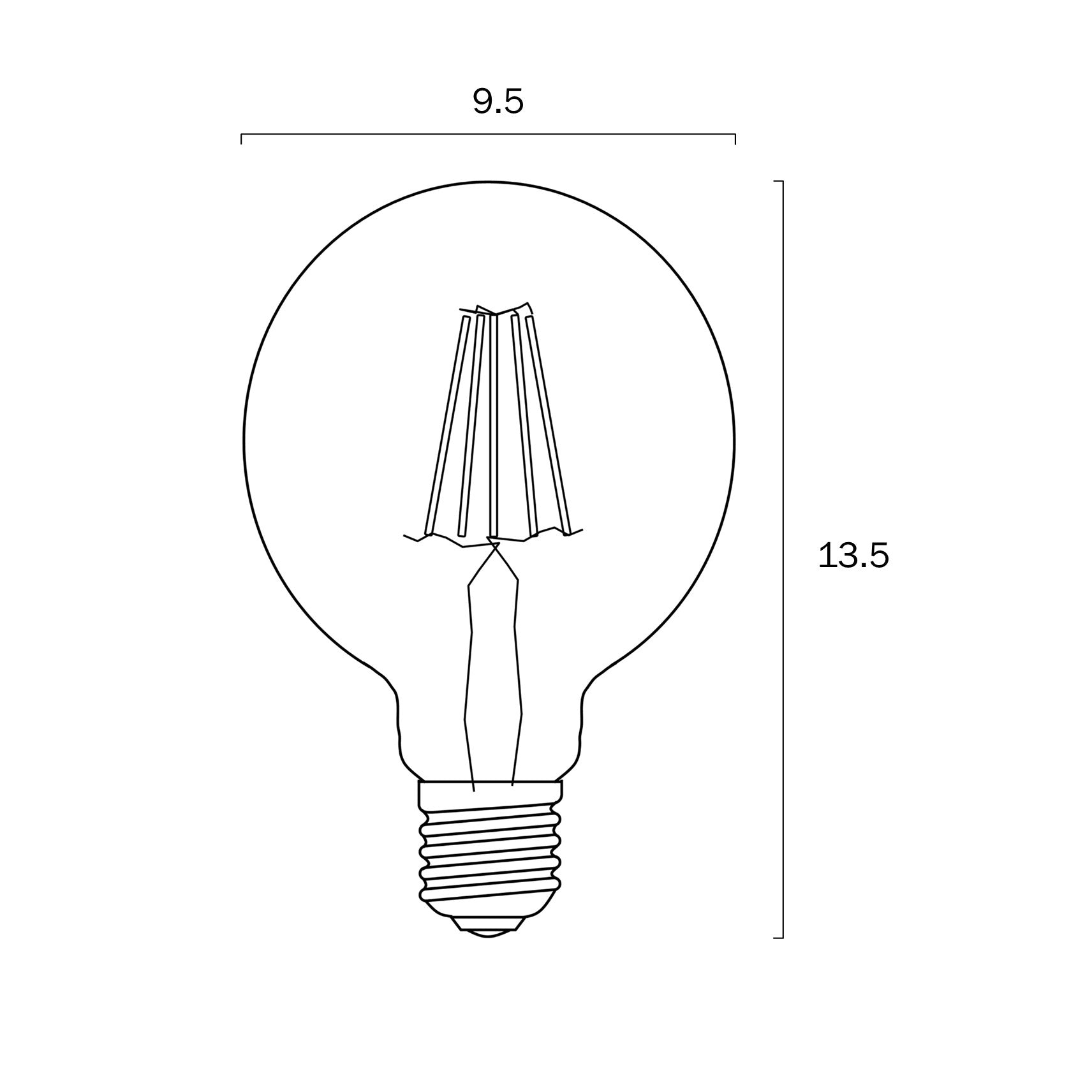 8W E27 LED Light Bulb 4000K Warm White, Clear Filament Dimmable G95 Globe Bulb - Perfect for Vintage Pendant Lights, Cafe Lighting & Home Decor