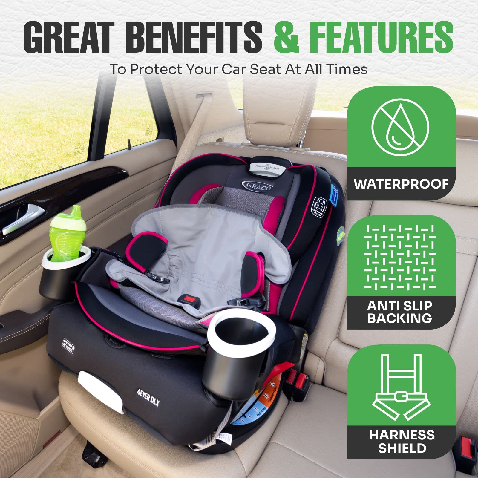 **Lebogner Waterproof Car Seat Liner – 100% Leak-Proof Baby Stroller Pad, Anti-Slip Vinyl Backing for Toddler Potty Training – Ideal for Travel, Daily Use & Mess Protection**