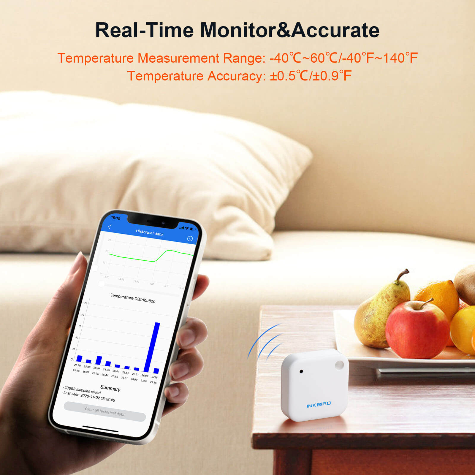 Wireless Bluetooth Hygrometer Thermometer IBS TH2 - Digital Humidity & Temperature Monitor for Home, Office, Nursery, Greenhouse - Real-Time Smart Sensor for Indoor Climate Control