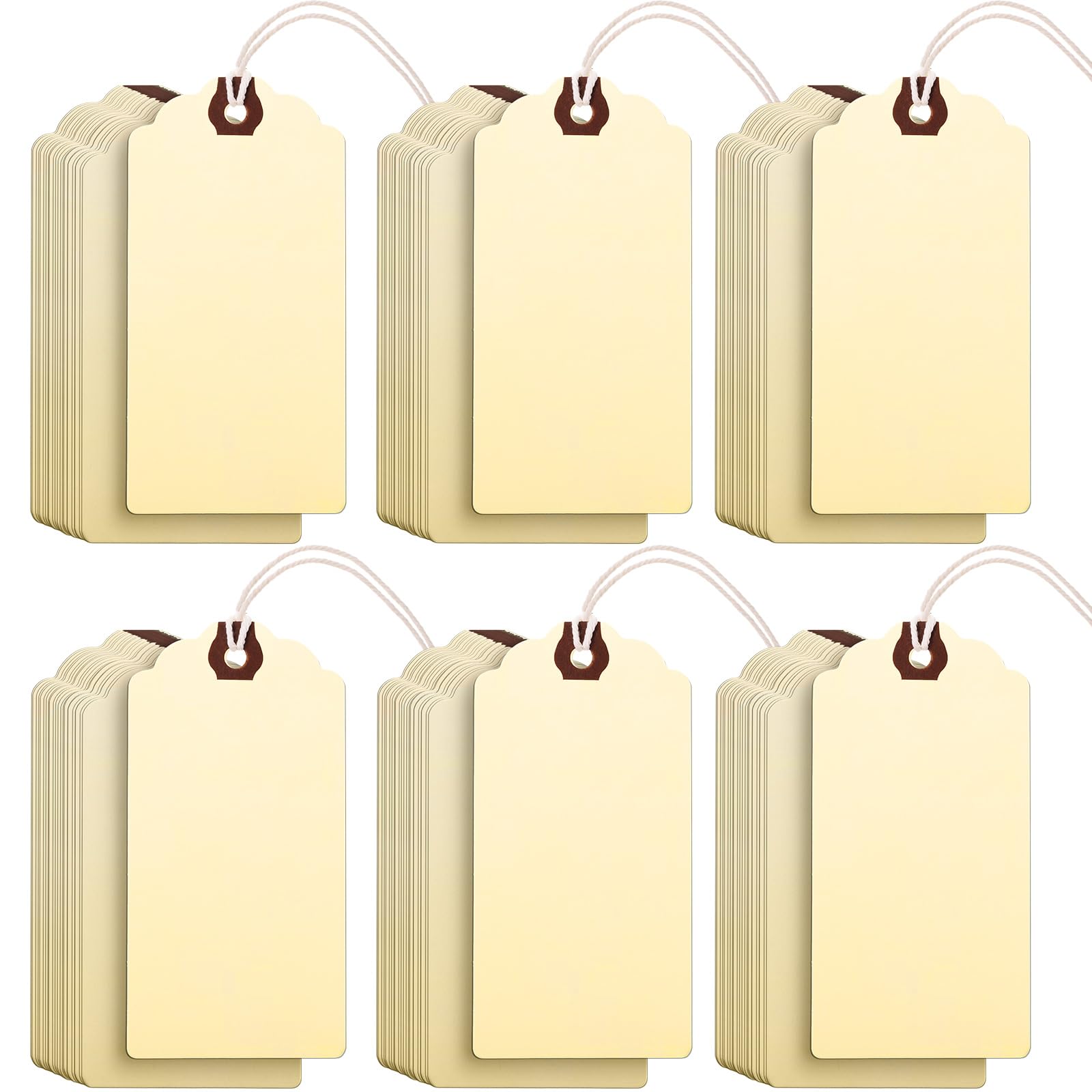 Outus 240-Piece Large Blank Gift Tags with String - Ivory Colored Paper Labels (12x6cm) for Party Favors, Inventory, Clothing, Laundry & Shipping - Perfect for Gift Wrapping, Sales & Organization
